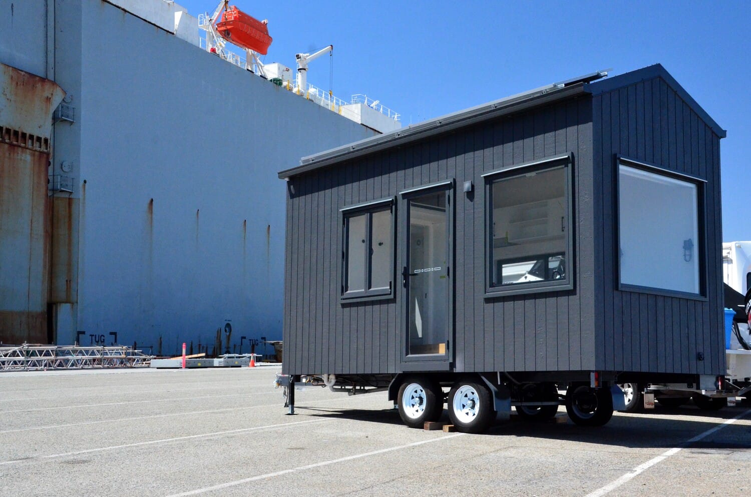 Image of trailers at a dock